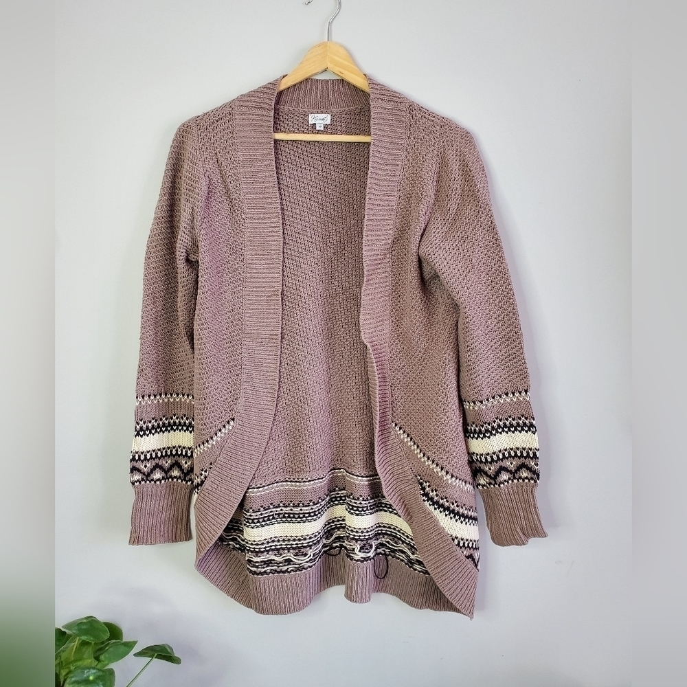 Kismet patterned open front knit cardigan. Womens small EUC